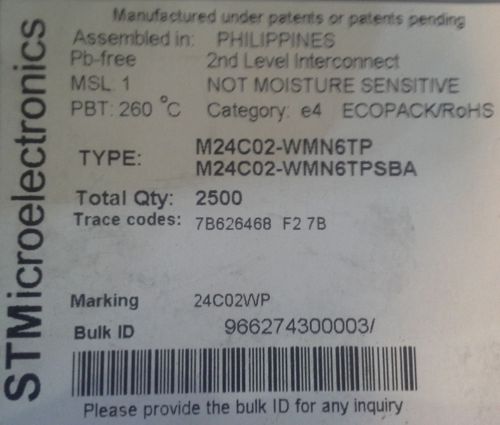 M24C02-WMN6TP - Serial I2C Bus EEPROM  .. balení 50ks za 100Kč