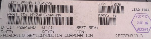 MM74HC244WMX - Octal 3-STATE Buffer .. balení 20ks za 100Kč