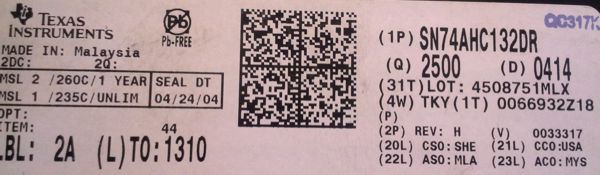SN74AHC132DR - QUADRUPLE POSITIVE-NAND GATE   .. balení 50ks za 100Kč