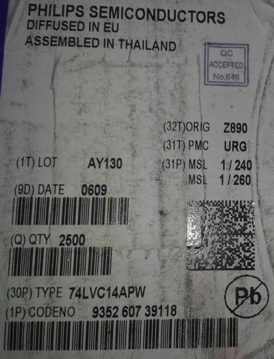 74LVC14APW  Hex Inverter Schmitt Trigger .. balení 25ks za 100Kč