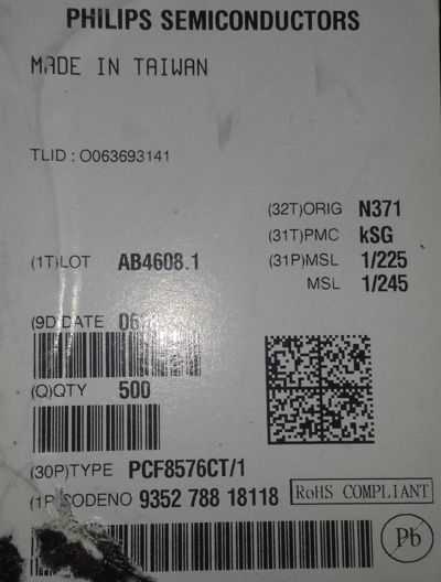 PCF8576CT Universal LCD driver