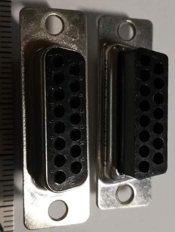 164532-4 - Crimp D-Sub Connectors, Receptacle, Cable-to-Cable, 15 Position, 20 D-Sub Contact Size, 2 D-Sub Shell Size, Mating Retention, Mounting Holes, Shielded