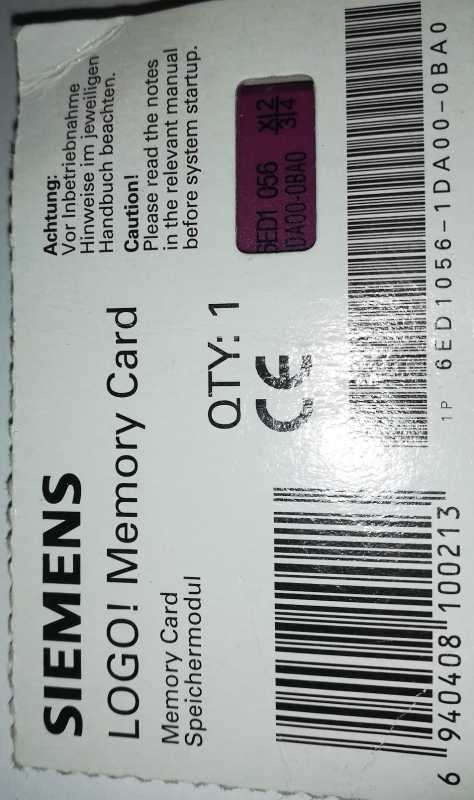 SIEMENS 6ED1 056-1DA00-0BA0 LOGO! MEMORY CARD