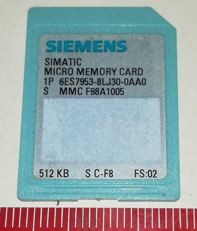 SIMATIC S7-300 ET200S: 6ES7 953-8LJ30-0AA0 MMC 512kByte, 3,6V NFLASH, pro CPU S7-300 / C7 / ET200S  .. použitý / used  .. cena na dotaz / price on request