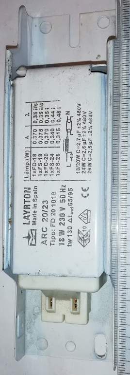 LAYRTON tlumivka pro lineární zářivky ARC 20/23 18-20W 230V, starší   .. cena na dotaz / price on request