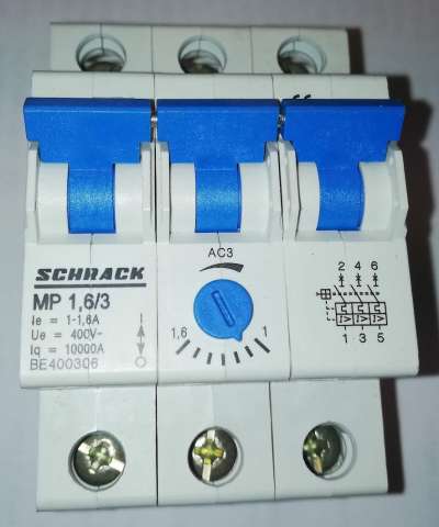 Motorový spínač s ochranou 1,0-1,6A 3P Schrack BE400306    .. cena na dotaz / price on request