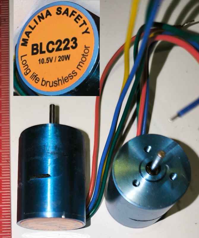 BLC223 - long life brushless motor 10,5V 20W, průměr 22mm, výška 30mm  .. použitý / used  .. cena na dotaz / price on request
