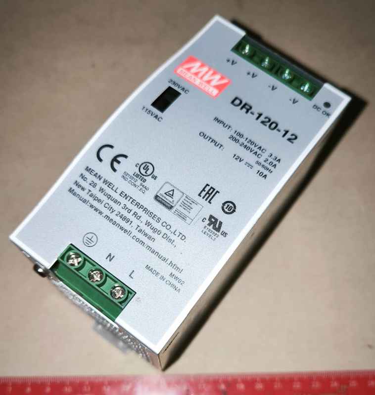 MEANWELL DR-120-12 - Prům. nap. zdroj 12V 10A