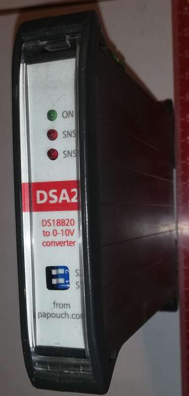 DSA2 - 2x D/A converter DS18B20 to 0-10V - papouch.com