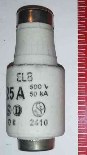 pojistka E.L.B. DII 25A 500V flink - rychlá  .. balení 5ks za  90Kč