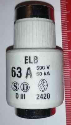 pojistka E.L.B. DIII 63A 500V flink - rychlá  .. balení 5ks za  90Kč