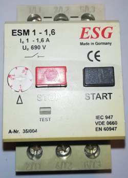 ESG ESM 1-1,6 jistič,  nutno otestovat   .. cena na dotaz / price on request