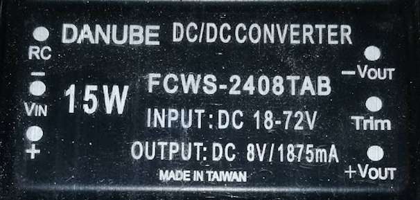 FCWS-2408TAB -  DC/DC měnič 18-72V  8V/1875mA 15W