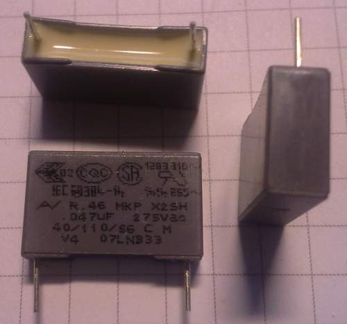 C polypropylénový X2 47nF 15mm ±10% 18x5x11mm  ...  balení 100ks za 80Kč