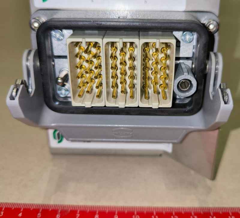 konektor HARTING osazen 3x17pin.. použitý / used, profi provedení  (014)