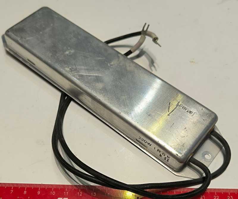 JRM JAPAN RESISTOR MANUFACTURING 220W-1R0 - výkonový odpor 230x60x20mm .. použitý / used