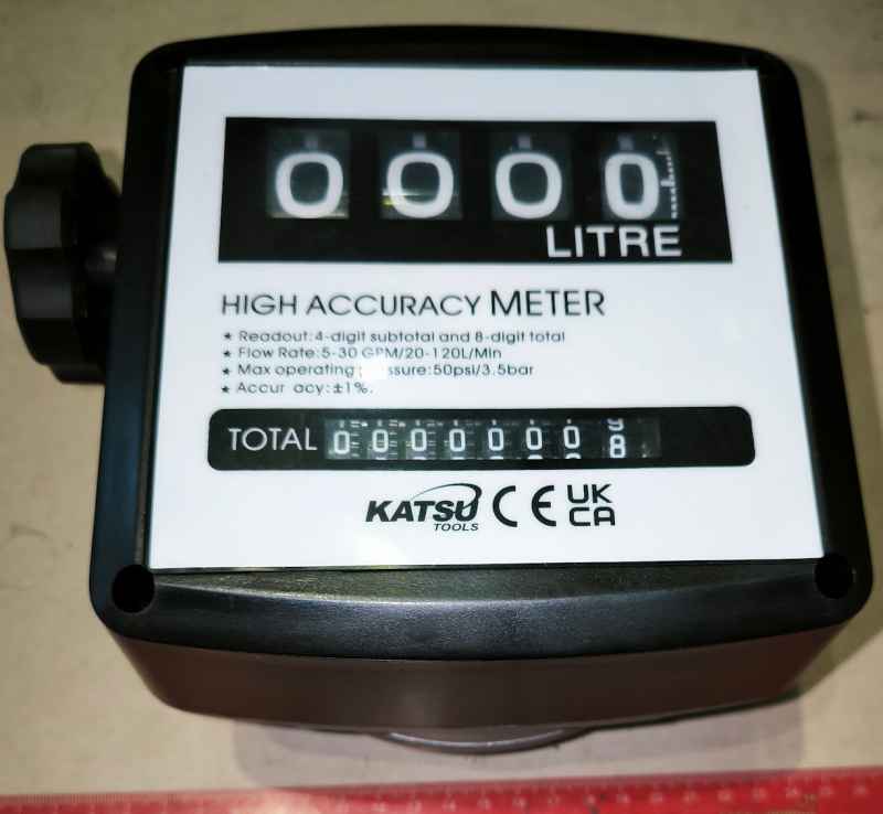 Katsu 4 Digital Diesel Fuel Oil Flow Meter Counter (482133), nový, určeno na náhradní díly