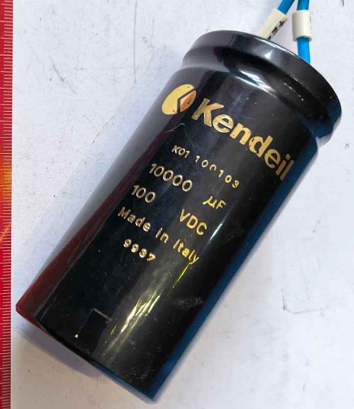 Kondenzátor Kendeil 10000uF 100Vdc - neproměřený,  z demontáže, dle foto