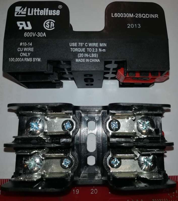 L60030M-2SQDINR Fuse Holder ACS 600V MIDGET 30A 2 POL, DIN