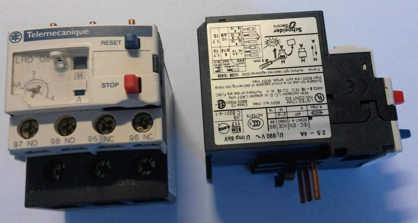 LRD08 -  Přepěťové Relé tepelné, 2.5 A - 4 A
