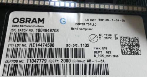 SMD LED - LR E6SF  - LED TOPLED 625NM RED OSRAM  .. balení 200ks za 100Kč