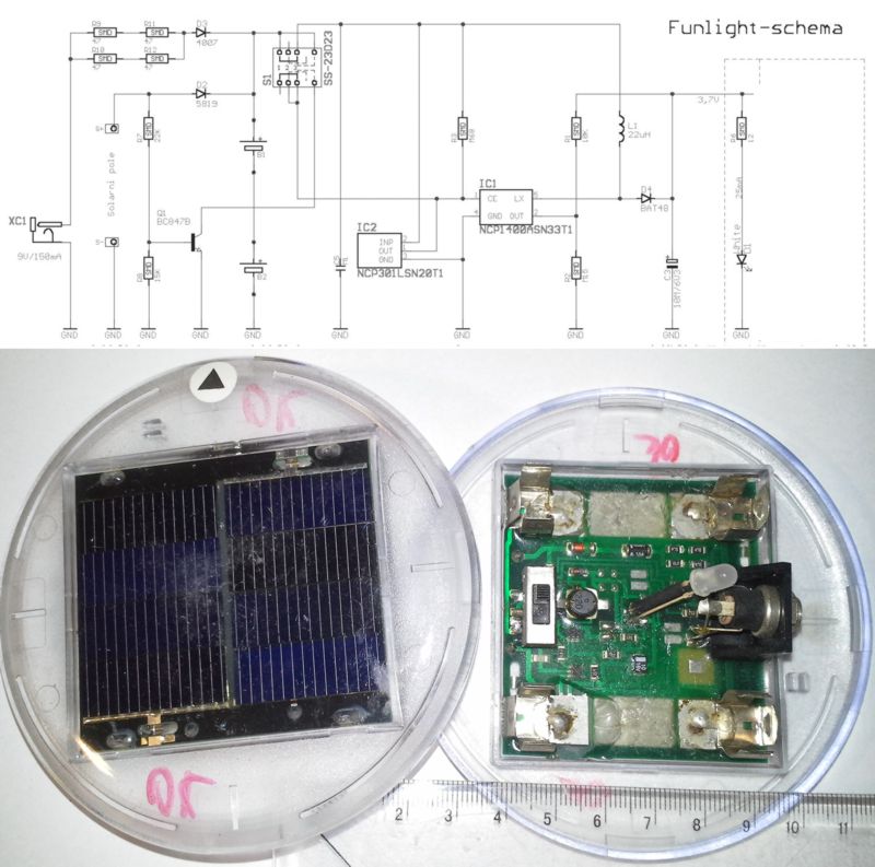 FUNLIGHT - solární modul cca 350mW, nekompletní, funkční