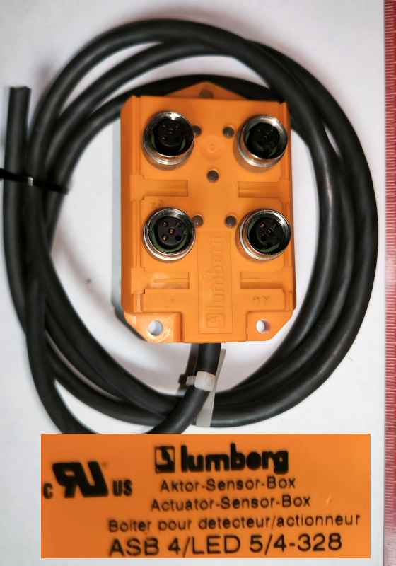 Lumberg - ASB 4/LED 5/4-328 -  M12 Distribution Box, 4 Port, 4 Pole, 1Signal/Port -  starší, z demontáže, dle foto