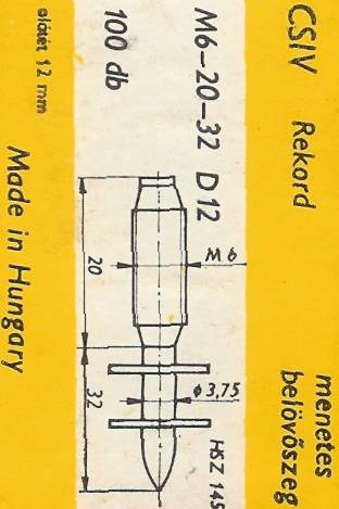M6-20-32 D12 - nastřelovací šroub/hřeb  .. balení 50ks za 100Kč