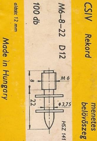 M6-8-22 D12 - nastřelovací šroub/hřeb .. balení 50ks za 100Kč