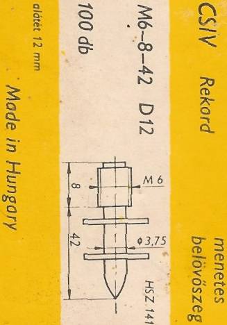 M6-8-42 D12 - nastřelovací šroub/hřeb .. balení 50ks za 100Kč