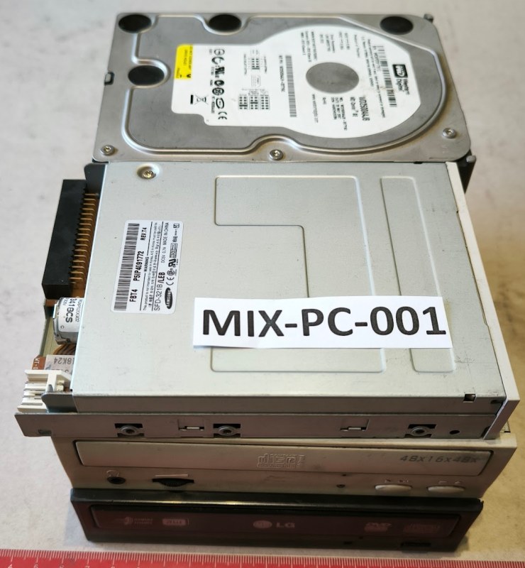 MIX-PC-001 - mix mechanik (CD, DVD, .. FDD), HD .. na náhradní díly, dle foto