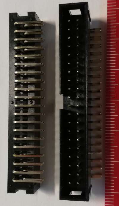 MLW-40-RPG-1 - Vidlice krytá dvouřadá,2x20,vývody 90°Au,R=2.54mm