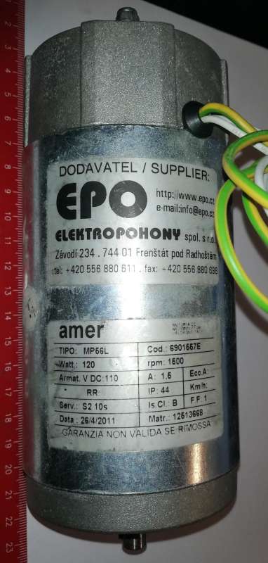 motor AMER MP56L 120W 110Vdc Rpm:1600 code:6901557E .. použitý / used   .. cena na dotaz / price on request