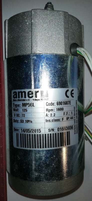 motor AMER MP56L 125W 72Vdc Rpm:1600 code:6901687E .. použitý / used   .. cena na dotaz / price on request