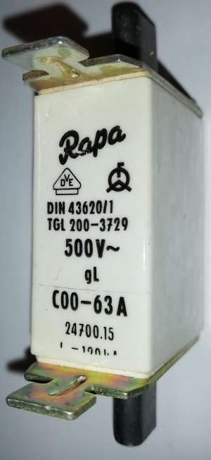 pojistka nožová NHC 00 gL - 63A RAPA