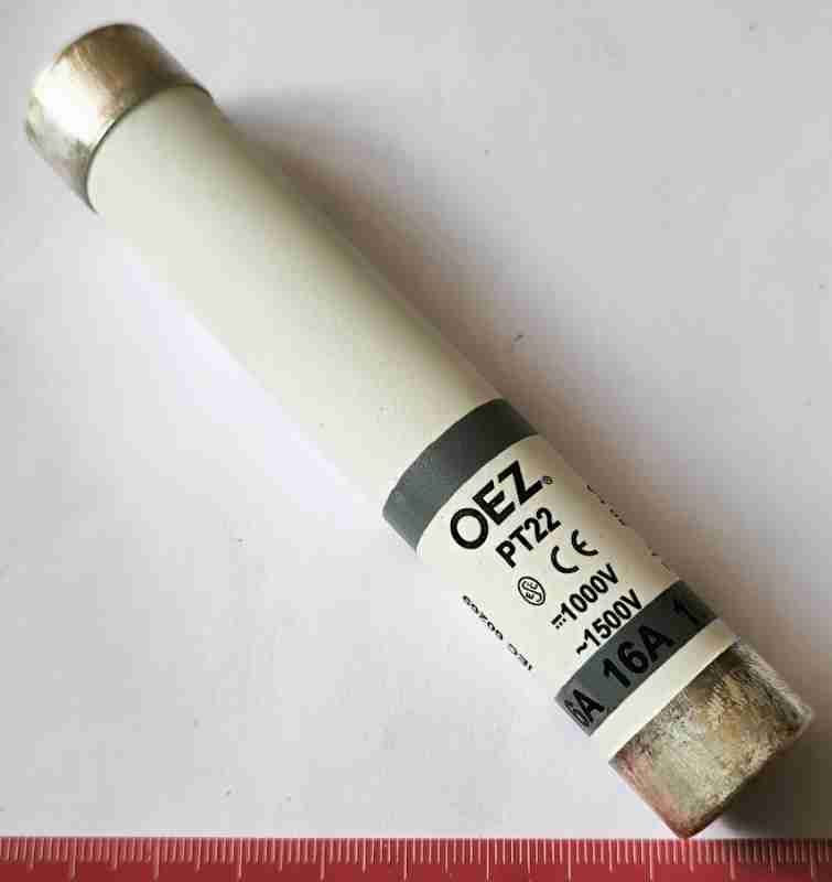 PT22 16A gR/gS Pojistková vložka AC 1500V/DC 1000V vel.22x127 OEZ:08339