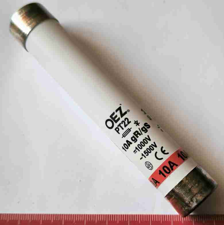 PT22 10A gR/gS Pojistková vložka AC 1500V/DC 1000V vel.22x127 OEZ:08340