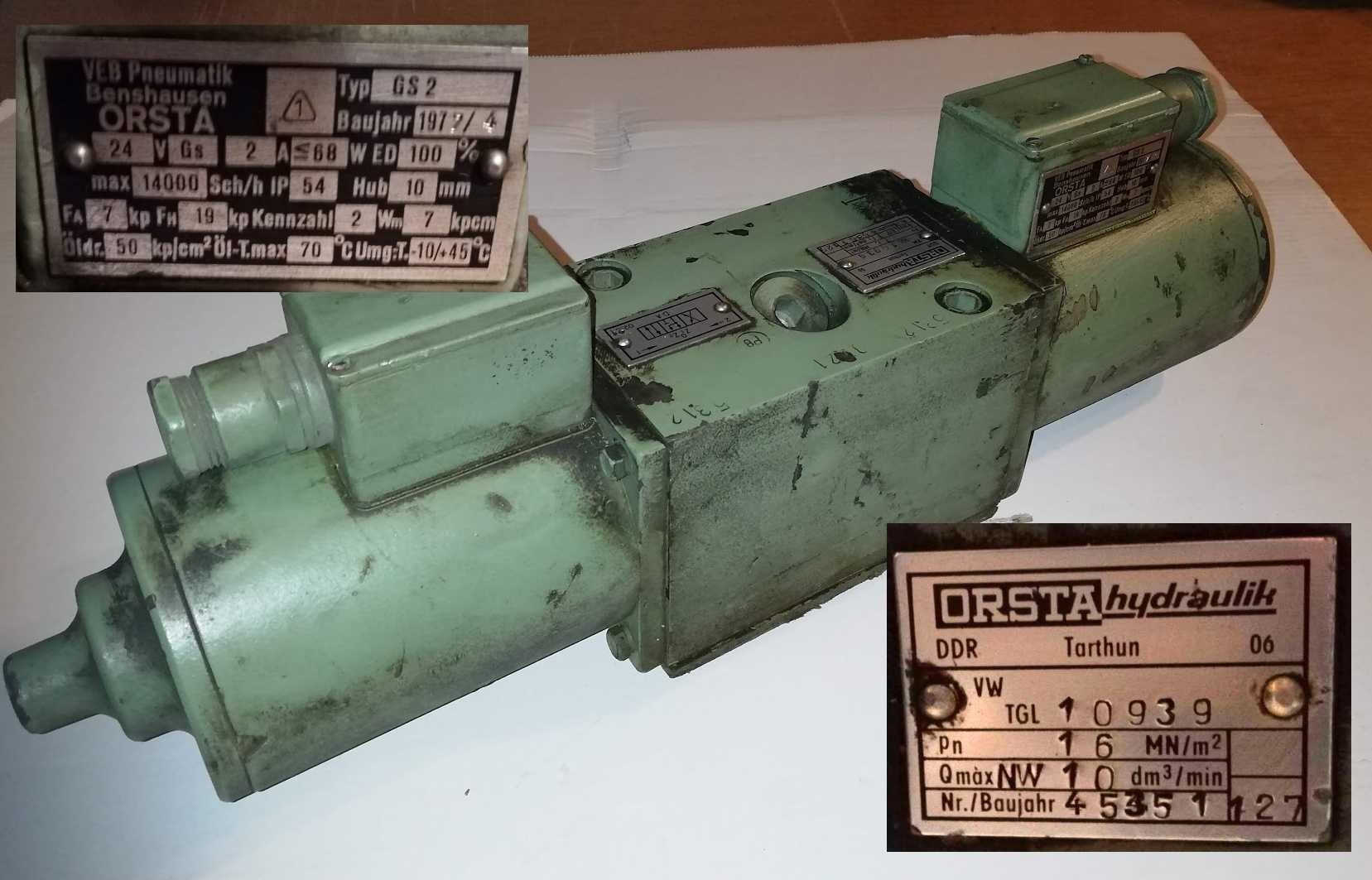 Hydraulický rozdělovač Orsta TGL 10939 - 2x magnet GS2  24V , starší .. cena na dotaz / price on request