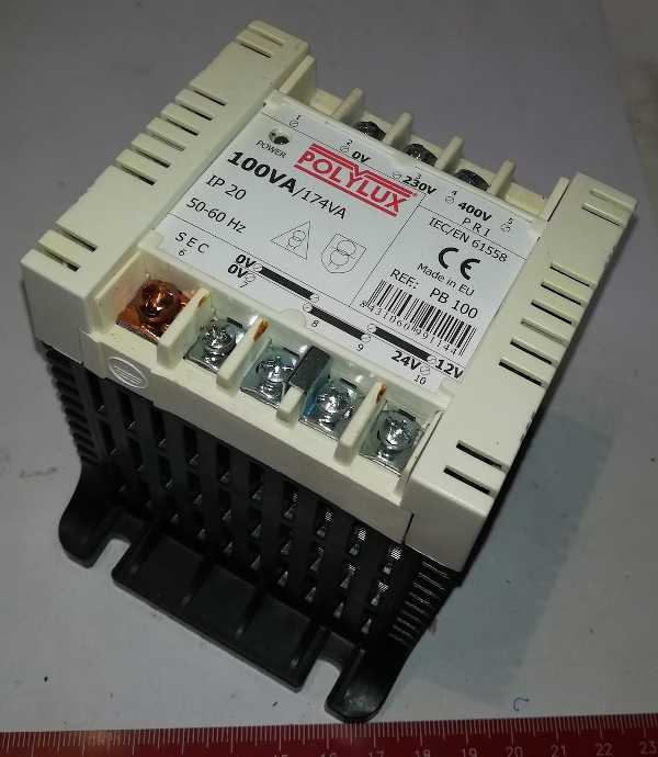 transformator POLYLUX PB100 100VA  230/400V -  12/24V 50/60Hz   .. použitý / used