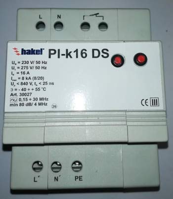 PI-K16 DS - jednofázový svodič přepětí typu 3, HAKEL  .. cena na dotaz / price on request