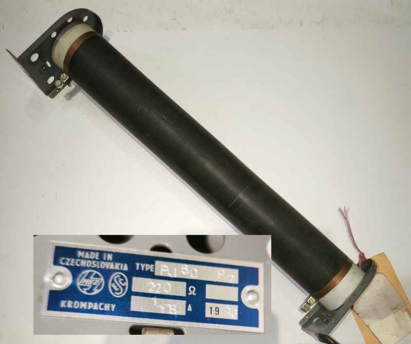 Laboratorní odpor PJ60 P2 -  220R- 18A, 47cm, MEZ Krompachy 1993, jako nový