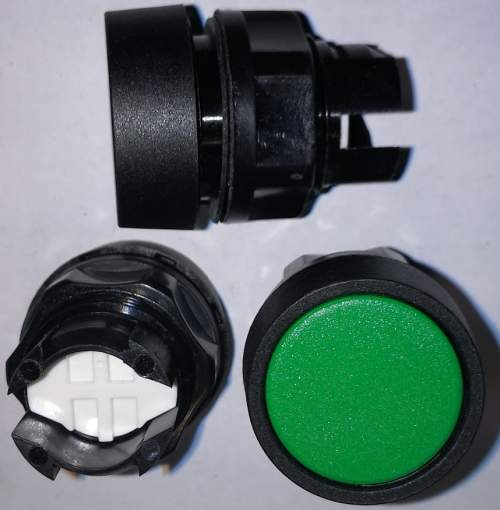 T10A ZEP spínací tlačítko - zelená barva, černý plast