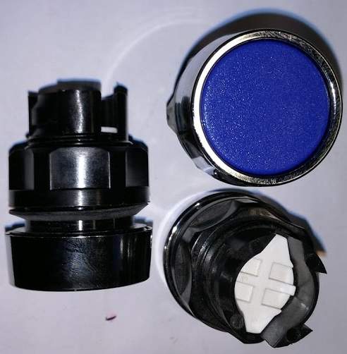 T10AMO spínací tlačítko - modrá barva, lesklý límec