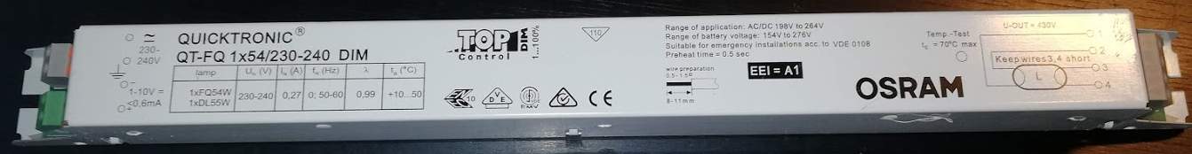 QUICKTRONIC QT-FQ 1x54/230-240 DIM - Elektronický předřadník Osram
