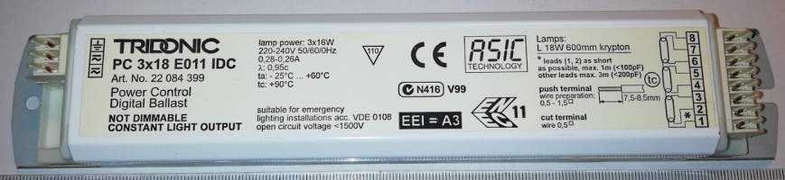 TRIDONIC PC 3x18 E011 IDC   .. cena na dotaz / price on request