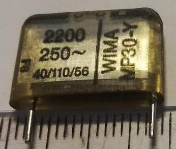není skladem - C 2200pF 250V MP30-Y WIMA .. balení 50ks za 99Kč
