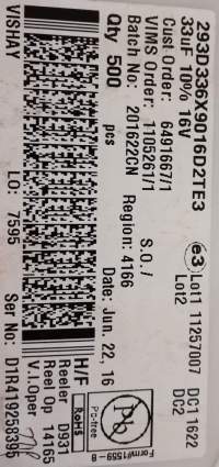 C SMD 33uF 16V 10% .. balení 200ks za 100Kč