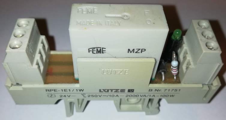 relé LUTZE RPE-1E1/1W 24Vss, 71751, včetně relé, z demontáže