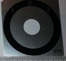 štítek přepínače OBZOR 60x60 šedo/černý, 1-0-2 .. 45°