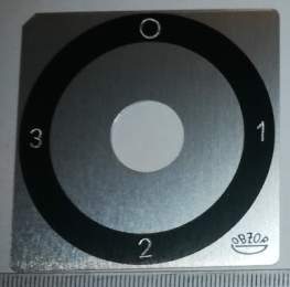 štítek přepínače OBZOR 60x60 šedo/černý, 0-1-2-3 .. 90°